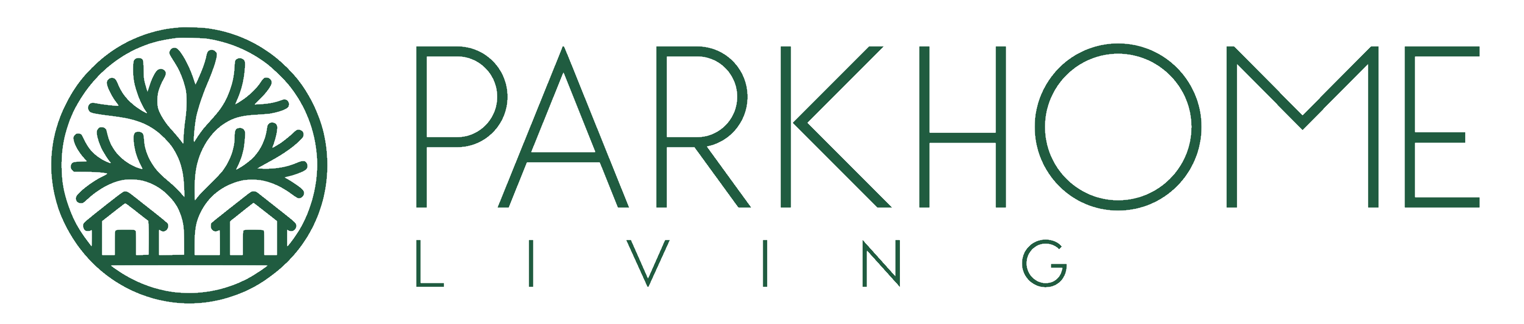 Parkhome.Living Logo of a tree between two Park Homes