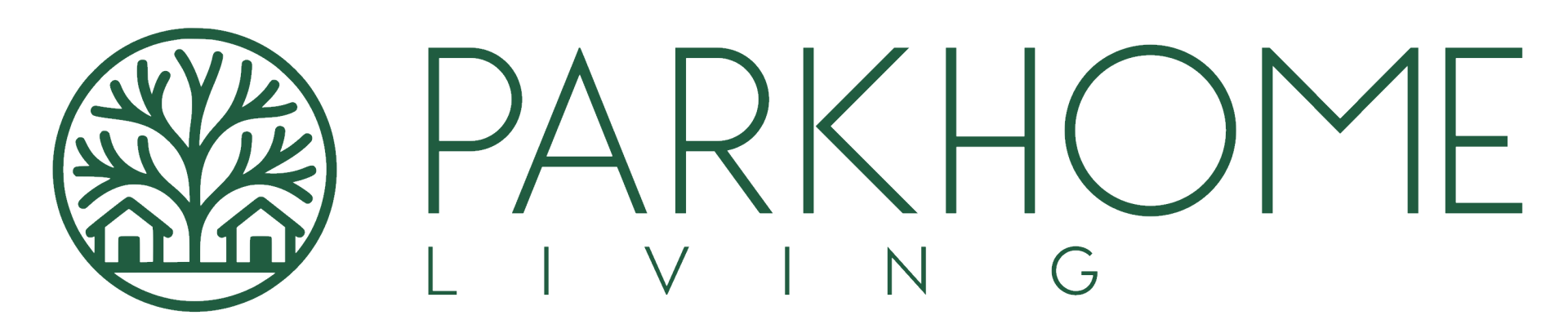 Parkhome.Living Logo of a tree between two Park Homes